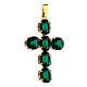 Cross pendant bezel-set zamak green crystal stones  s3