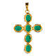 Cross pendant bezel-set zamak green crystal stones  s5