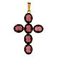 Cross-shaped pendant with zamak settings and oval crystals, amethyst colour s1