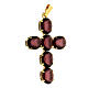 Cross-shaped pendant with zamak settings and oval crystals, amethyst colour s3