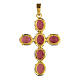 Cross-shaped pendant with zamak settings and oval crystals, amethyst colour s5