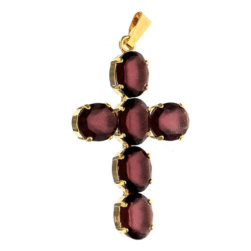 Cross pendant bezel-set zamak oval amethyst stones  3