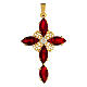 Cruz zamak dourada com cristais vermelhos 5,5x4 cm s1