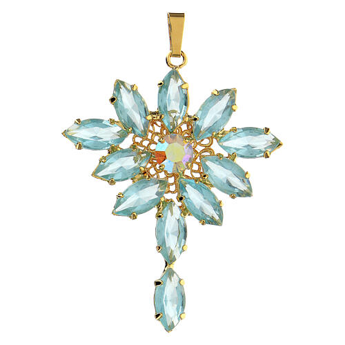 Monstrance-shaped pendant with zamak settings and marquise clear blue crystal stones 1