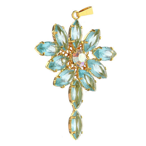 Monstrance-shaped pendant with zamak settings and marquise clear blue crystal stones 3