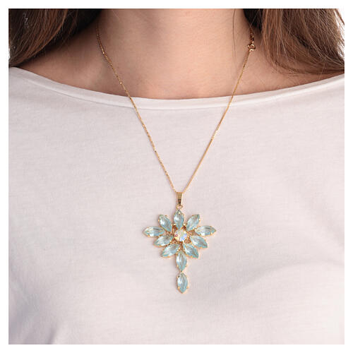 Zamak pendant with crystal turquoise crystal stones 2