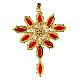 Pendente castoni navette forma ostensorio zama pietre cristallo rosse s5