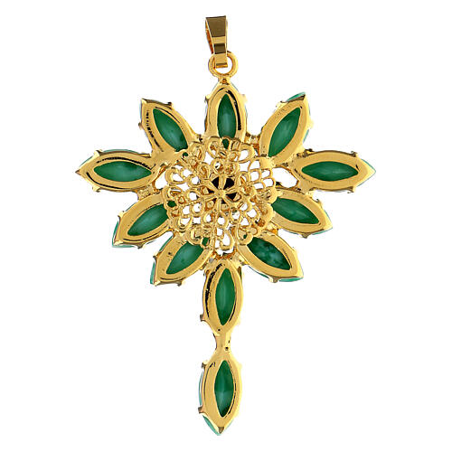 Monstrance-shaped pendant with zamak settings and marquise green crystal stones 5