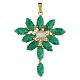 Monstrance-shaped pendant with zamak settings and marquise green crystal stones s1