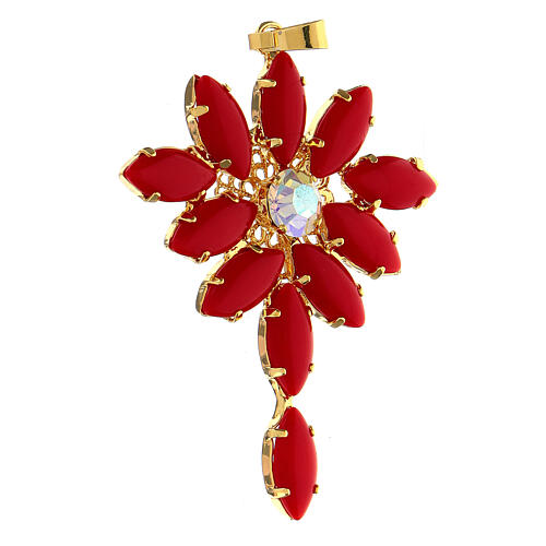 Zamak pendant monstrance-shaped with red shuttle crystal stones 3