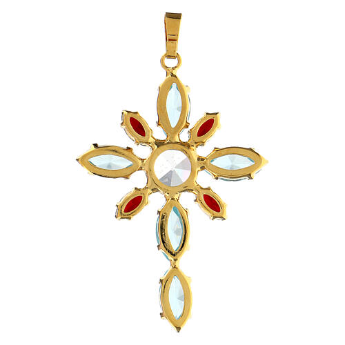 Cross pendant with zamak navette red turquoise crystal stones 5