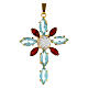 Cross pendant with zamak navette red turquoise crystal stones s1