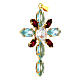 Cross pendant with zamak navette red turquoise crystal stones s3