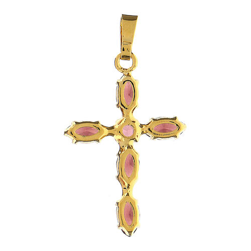 Thin cross pendant, zamak settings and marquise stones, purple crystal 5