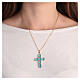 Cross pendant with zamak settings and rectangular blue crystal stones s2