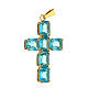 Cross pendant with zamak settings and rectangular blue crystal stones s3