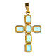 Cross pendant with zamak settings and rectangular blue crystal stones s5