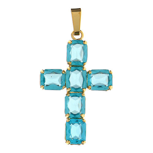 Cruz engaste zamak rectangular piedras cristal turquesas 1