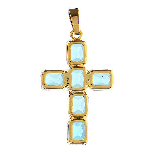 Cruz engaste zamak rectangular piedras cristal turquesas 5