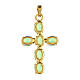 Cross-shaped pendant with zamak settings and oval crystals, light green s5