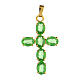 Croix pendentif montures ovales zamak et pierres en cristal vert clair s1