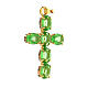 Croix pendentif montures ovales zamak et pierres en cristal vert clair s3