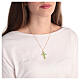Croix pendentif montures ovales zamak et pierres en cristal vert clair s4