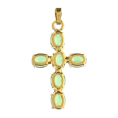 Cross pendant bezel set zamak cross oval green crystal stones 5