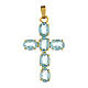 Cross pendant, zamak settings and oval clear blue crystal stones s1