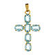 Cross pendant bezel set oval turquoise crystal stones zamak  s1