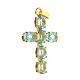 Cross pendant bezel set oval turquoise crystal stones zamak  s3