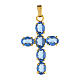 Kreuz-Anhänger, aus Zamak, mit gefassten blauen durchscheinenden Kristallen s1