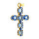 Kreuz-Anhänger, aus Zamak, mit gefassten blauen durchscheinenden Kristallen s3