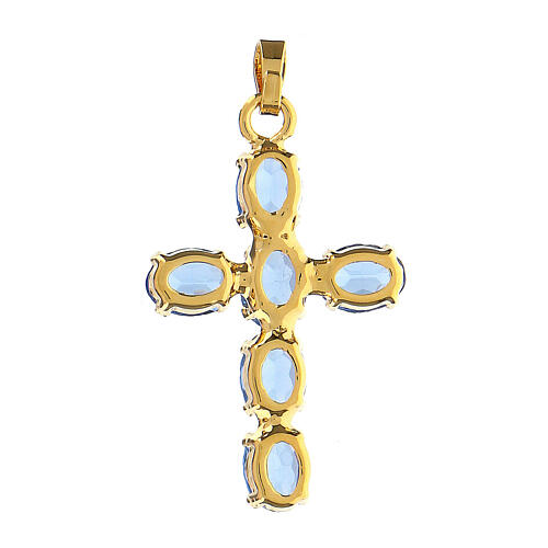 Cross pendant, zamak settings and oval sapphire crystal stones 5