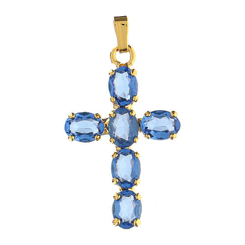 Croce zama castoni ovali pietre cristallo sapphire 1