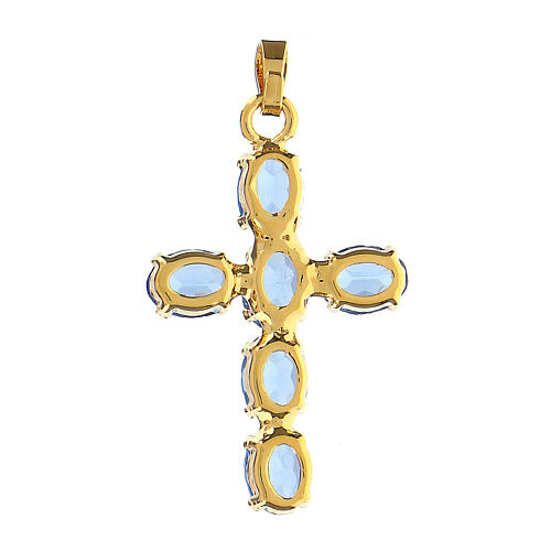 Zamak cross pendant with oval bezel sapphire crystal stones 5