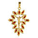 Pingente crucifixo metal zamak com cristais vermelhos e Corpo de Jesus dourado s5