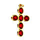 Croce pendente zama pietre ovali cristallo rosse s3