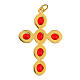 Croce pendente zama pietre ovali cristallo rosse s5