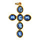 Cross-shaped pendant with zamak settings and blue oval crystals s1
