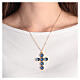Cross-shaped pendant with zamak settings and blue oval crystals s2