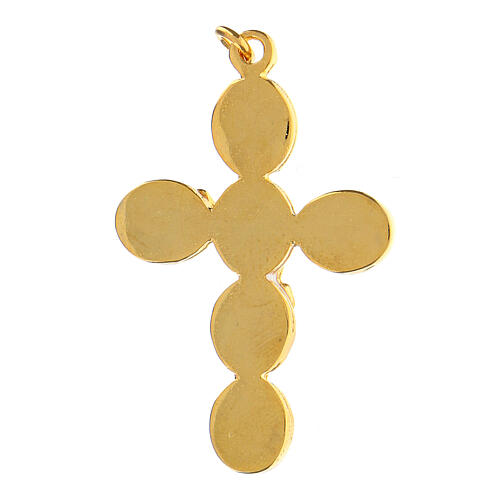 Gold plated zamak cross with white enamel and body of Christ 5