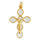 Gold plated zamak cross with white enamel and body of Christ s1