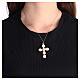 Gold plated zamak cross with white enamel and body of Christ s2