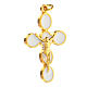 Gold plated zamak cross with white enamel and body of Christ s3