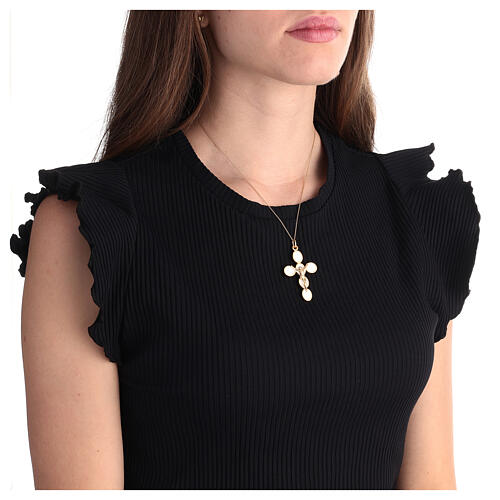 Croce dorata zama smalto bianco cristo 4