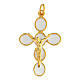 Golden cross in zamak white enamel christ s1