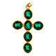 Kreuz-Anhänger, Zamak vergoldet, mit ovalen grünen durchscheinenden Kristallen s1