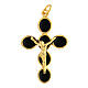 Croix pendentif zamak doré émail noir Christ s1