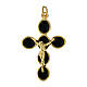 Croix pendentif zamak doré émail noir Christ s1